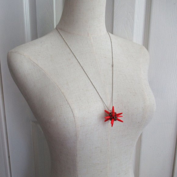 Handwoven Red Spiked Beaded Bead Pendant - Picture 4 of 8